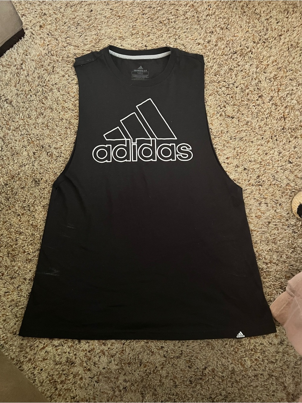 adidas Black Tank with White Logo